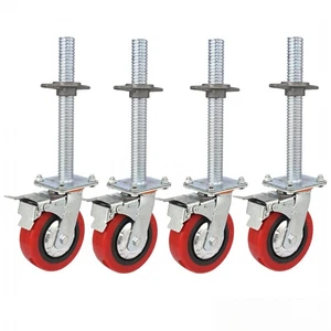 4 x Gerüstrolle, Rollfuß 470 mm, Ø 30 mm, Spindelrollen,Rolle 148 x 42 mm,500KG - Bild 1 von 8