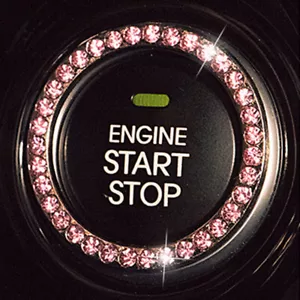 Car Button Start Switch Diamond Ring Bling Decoration Car Accessories - Picture 1 of 2