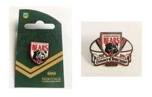 SET OF 2 NORTH SYDNEY BEARS NRL TEAM HERITAGE LOGO PIN BADGE & CENTENARY PIN - Picture 1 of 1