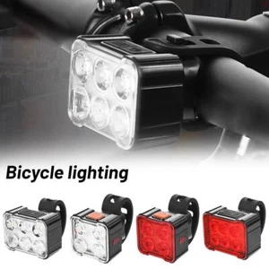 LED Waterproof Bike Front & Rear Light Set Torch USB Rechargeable Bicycle Y0L8 - Picture 1 of 15