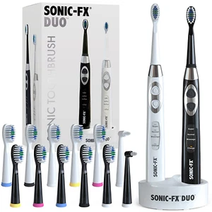 Duo Rechargeable Electric Toothbrush Set - with 14 Brush Heads, 3 Modes, Smart A - Picture 1 of 12