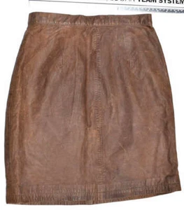 1980s Vintage Leather Mini Skirt Misses Size 7 Brown - Picture 1 of 4