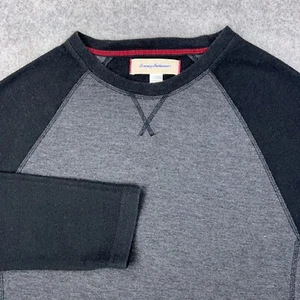 Tommy Bahama Sweater Mens XL Gray Black Crew Neck Long Sleeve Soft Knit Pullover - Picture 1 of 11