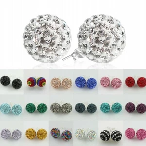 1Pair Czech Crystal Disco Ball Stud Silver Sparkle Earring 4mm 6mm 8mm 10mm 12mm