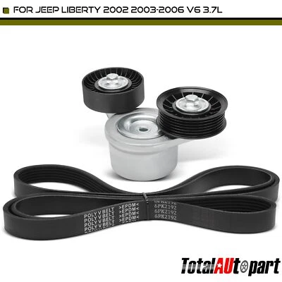2x Kit de componentes de transmisión por correa Serpentine para Jeep Liberty KJ 2002-2006 V6 3,7 L gasolina Foto 1 de 4
