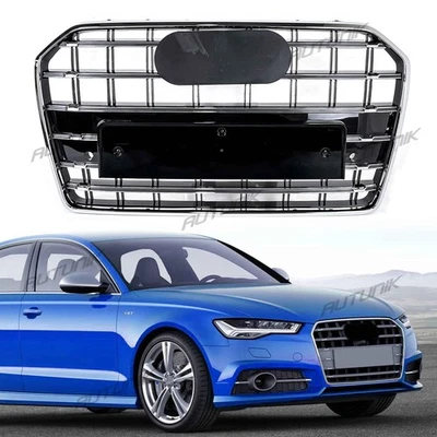 Front Bumper Grille For Audi A6 C7 S6 2016 2017 2018 ( Chrome Frame) Foto 1 de 4