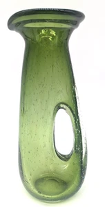 Mid Century Bubble Glas Vase in Smaragdgrün Vintage MCM Skulptur Kunstglas - Bild 1 von 9