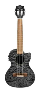 Lanikai QM-BKCET Black Quilted Maple Cutaway Electric Acoustic Tenor Ukulele - Picture 1 of 3