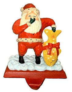 Sello Papá Noel Sosteniendo Peces y Nariz Navidad Medias Soporte Colgador De Colección - Imagen 1 de 7