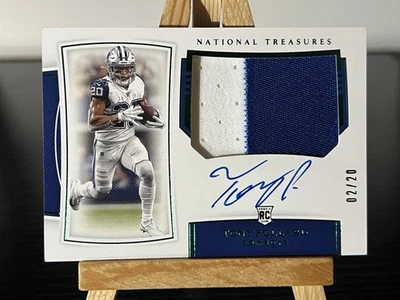 2019 Panini National Treasures Tony Pollard Rookie Patch On Card Auto /20 No 196 - Image 1 of 3