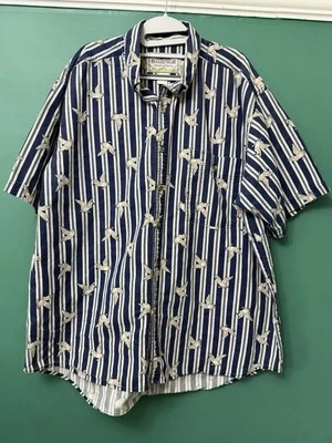 Mens Wrangler Shirt. 2XL XXL. Blue Striped with Birds. Short Sleeve SKU 40118 - Image 1 of 4