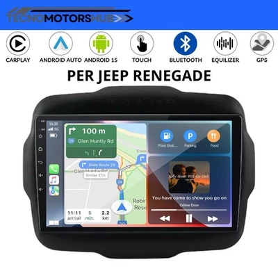 Autoradio 9” Android 15 Per Jeep Renegade 2015-2020 CarPlay Navi Octacore 2+64GB - Immagine 1 di 4