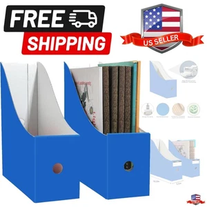 2 Stück Karton Magazin Datei Halter für Schreibtisch, blaue Buchbehälter für Classro... - Bild 1 von 6