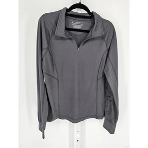 Tek Gear Womens Sz XL 1/4 Zip Lightweight Athletic Jacket Gray Silver Floral - Picture 1 of 4
