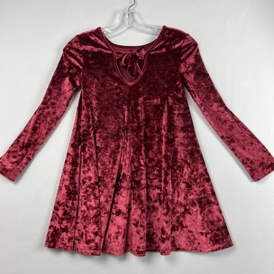 Tucker Tate Velvet Velour Twirl Dress Long Sleeve Swing Size Small 7/8 Red Party - Image 1 of 4