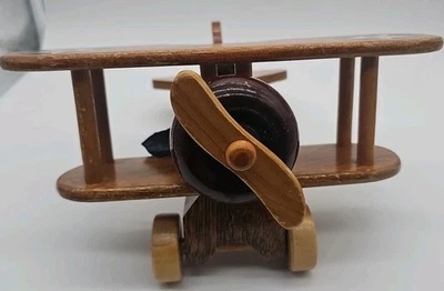 vintage wood airplane biplane toy - Image 1 of 4