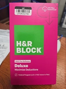 H&R Block Tax Software Deluxe 2022 Download Brand New DO YOUR TAXES! - Picture 1 of 2