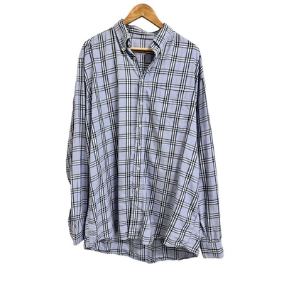 Camisa Burberry London Para Hombres A Cuadros Con Botones Manga Larga XLT Azul Cuadros Foto 1 de 4
