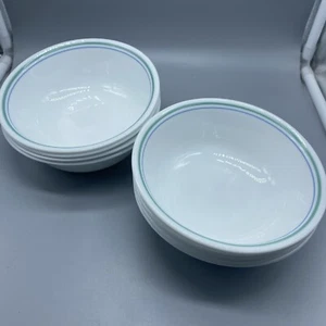 x8 Corelle Country Cottage 6 1/4" Salad Soup Cereal Bowls (Blue Green Bands) - Picture 1 of 5