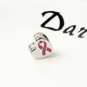 HOPE Pink Ribbon Cancer Awareness European Charm & Gift Pouch - Silver Tone - Bild 1 von 4