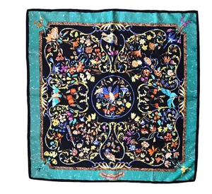 HERMES Hermès Silk Scarf Pierres d’Orient et d’Occident 35” Square Rolled Hem - Picture 1 of 12