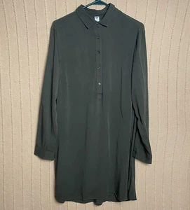 Old Navy Shirt Dress Womens Large Army Green Button Placket Lagenlook Minimalist - Picture 1 of 12