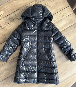 Authentic Moncler Moka Long Quilted Puffer Coat Jacket Black Girls - Size 8 - Picture 1 of 6
