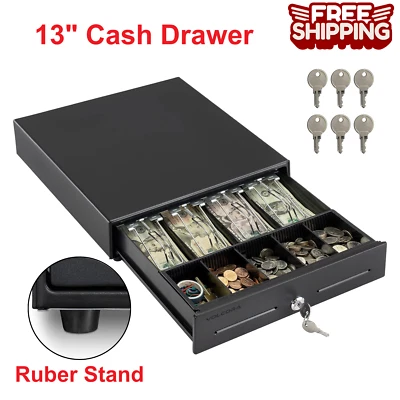 VOLCORA 13" Electronic Cash Register Drawer for Point of Sale System with 4 Bill 5 Coin