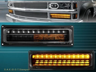 NUEVO 88-98 Chevrolet GMC C10 Tamaño Completo Luces de Parachoques Lámparas de Señal de Estacionamiento Negro Foto 1 de 4