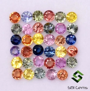 Natural Multi Sapphire Round Cut 2.75 mm 3.92 Cts Lot 35 Pcs Lustrous Gemstones - Picture 1 of 4