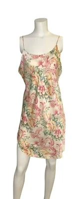 Vestido sin Mangas Vintage Valerie Stevens Floral 100% Seda L Años 90 Y2K Camisón Chemise Foto 1 de 4