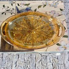 Vintage 1940s Carnival Glass Iridescent Oval Dish Marigold Pattern