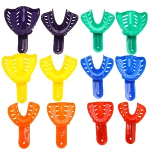 12PCS 6 Sizes Materials Plastic Teeth Holder Kit Dental Impression Tray - Picture 1 of 6