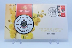 2016 RSL Centenary Medallion PNC Cover 1916 - 2016 Still Serving - Picture 1 of 2