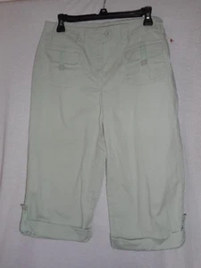 Pantalón capri verde claro B. Moss talla 8 puño enrollado mezcla algodón - Imagen 1 de 6