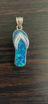 COLGANTE SANDALIA CHANCLA ORO AMARILLO 14K ÓPALO DE FUEGO CON INCRUSTACIONES ¡¡IMPRESIONANTE!!! Foto 1 de 4