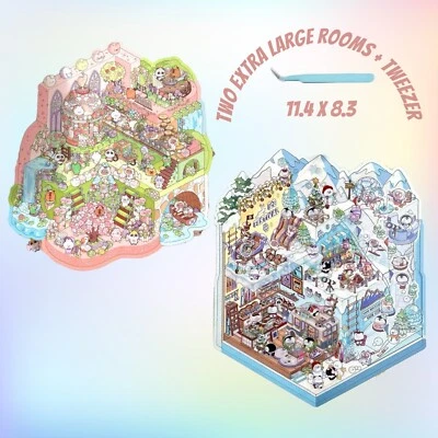 Two Extra Large (3D) 11.4 x 8.3 Isometric Scene Rooms. Ice Festival and Garden. - Image 1 of 4