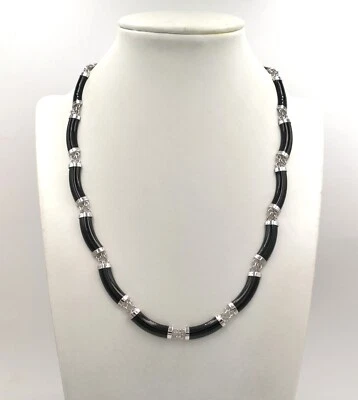 Collar de eslabones enchapado en oro ágata negra jade blanco púrpura verde blanco púrpura para mujer Foto 1 de 4