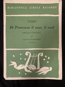 Verdi Di Provenza il Mar, il Suol Vocal Score & Piano Sheet Music Baritone - Picture 1 of 4