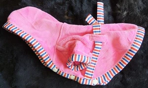 Canine Plush Hooded Coat X-Small Toy Dog Pink w/ Red White & Blue Trim Bow Snaps - Picture 1 of 4