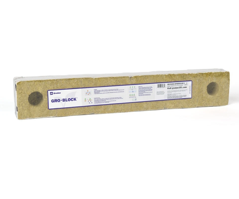 Grodan Gro-Block mejorado GR7.5 - 4" x 4" x 3" con tira de agujero - 6 piezas Foto 1 de 1