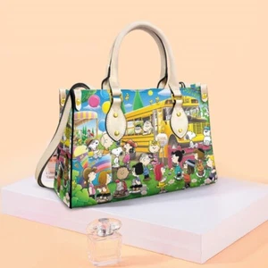 Personalized Snoopy Peanuts Leather Bag, Dog Lovers Women's Leather Bag Gift - Picture 1 of 2