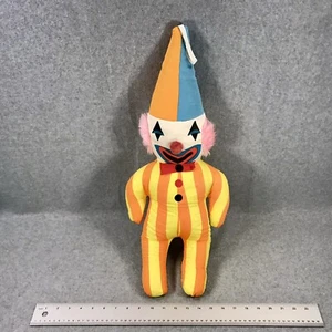 VTG Stuffed Toy Circus Clown Bright Colors Stripes 25 Inches Tall Plush Taiwan - Picture 1 of 11