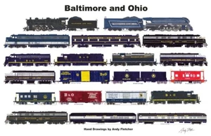 Póster horizontal de 11""x17"" de Andy Fletcher firmado de Baltimore y Ohio - Imagen 1 de 1