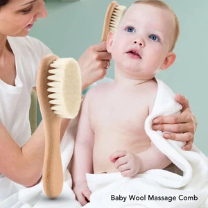Baby Hair Brush And Comb Set Soft Wool Bristles Beech Wood Handle Infant UK - Picture 1 of 22
