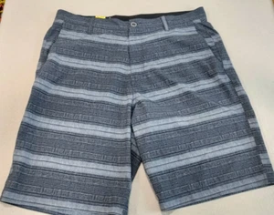 H2 Chinos Volcom Chino Boardshorts W:38 Blue Stripe Heather Flat Front - Picture 1 of 17