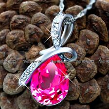 Unique Pink Diamond Crystal Necklace Pendant Xmas Gift for Her Women Mum Wife F6