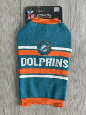 NOVO Suéter de Malha Oficialmente Licenciado NFL Dog Pet Quente e Aconchegante - Miami Dolphins M - Imagem 1 de 4