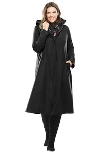 Woman Within Plus Size Long A-Line Raincoat - Picture 1 of 20