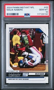 2024 Panini Instant Nfl Malik Nabers #43 RC,#/1367 PSA 10 Giants - Picture 1 of 2